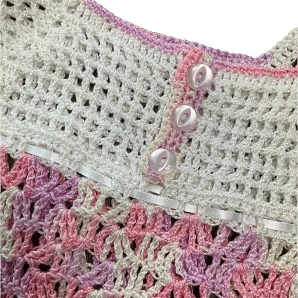 Girls Crochet Tank, Pants & Head Band 3 Piece Set 0-3 Month’s New - Picture 7 of 7